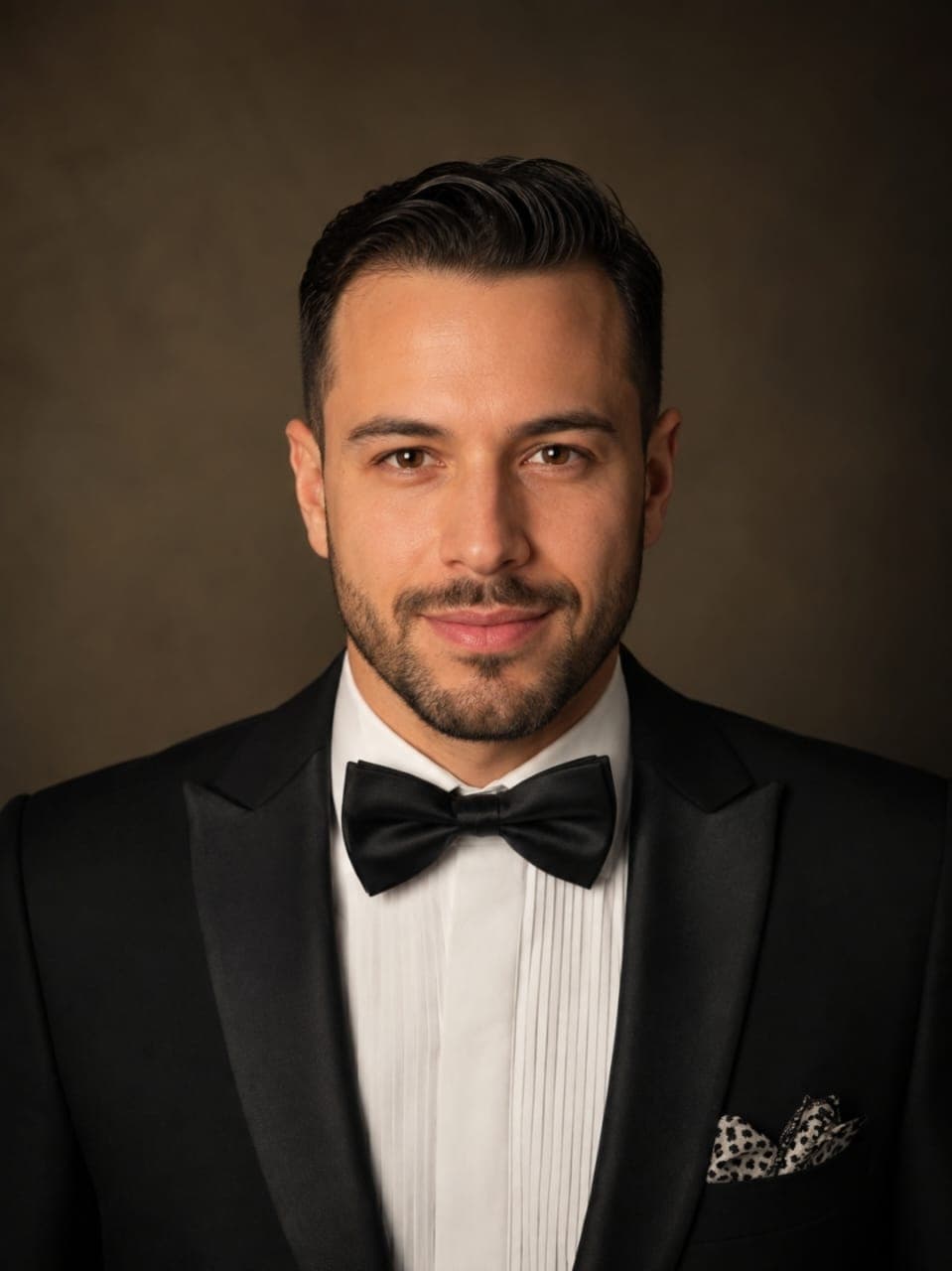 Classic Black Tuxedo Slim Peak Lapel - American Medium Shot (AS)