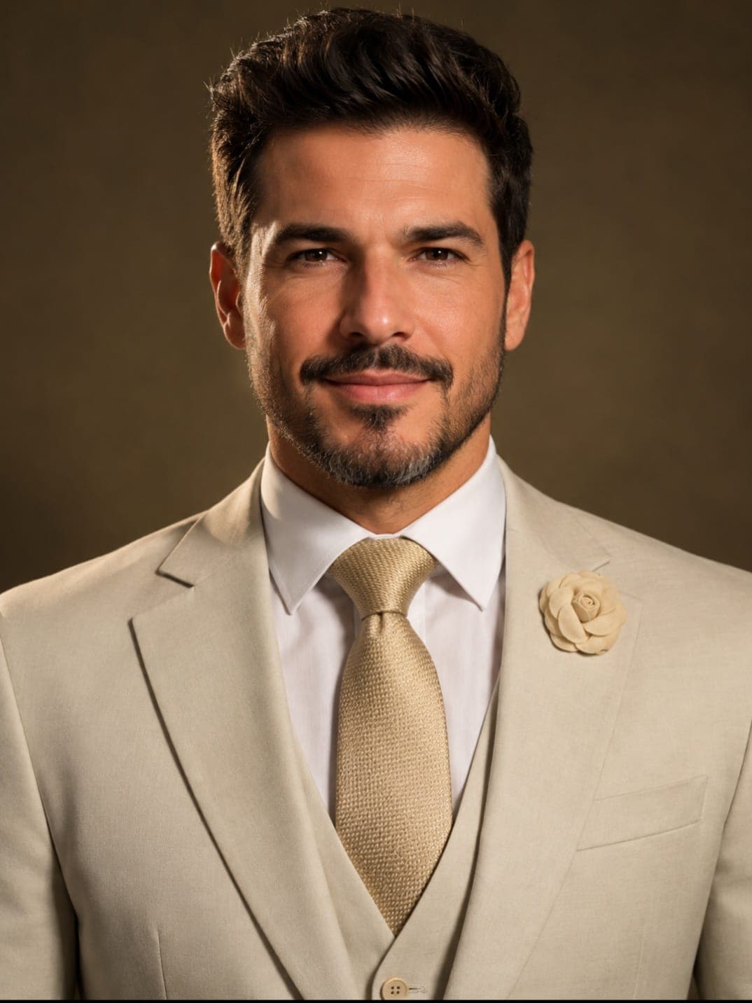 Classic Cream Suit - American Medium Shot (AS)