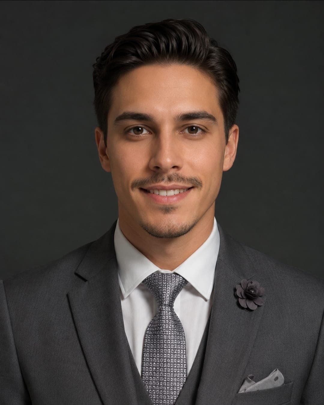 Charcoal Lead Grey Suit - American Medium Shot (AS)