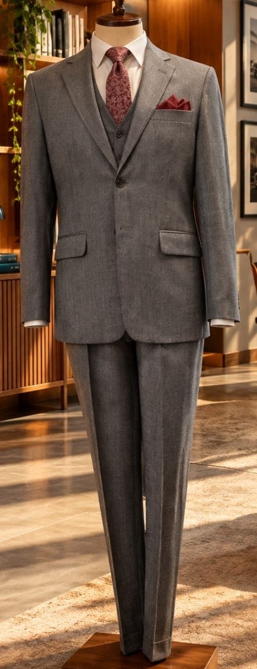 Melange Medium Grey Suit - Full Body (FB)