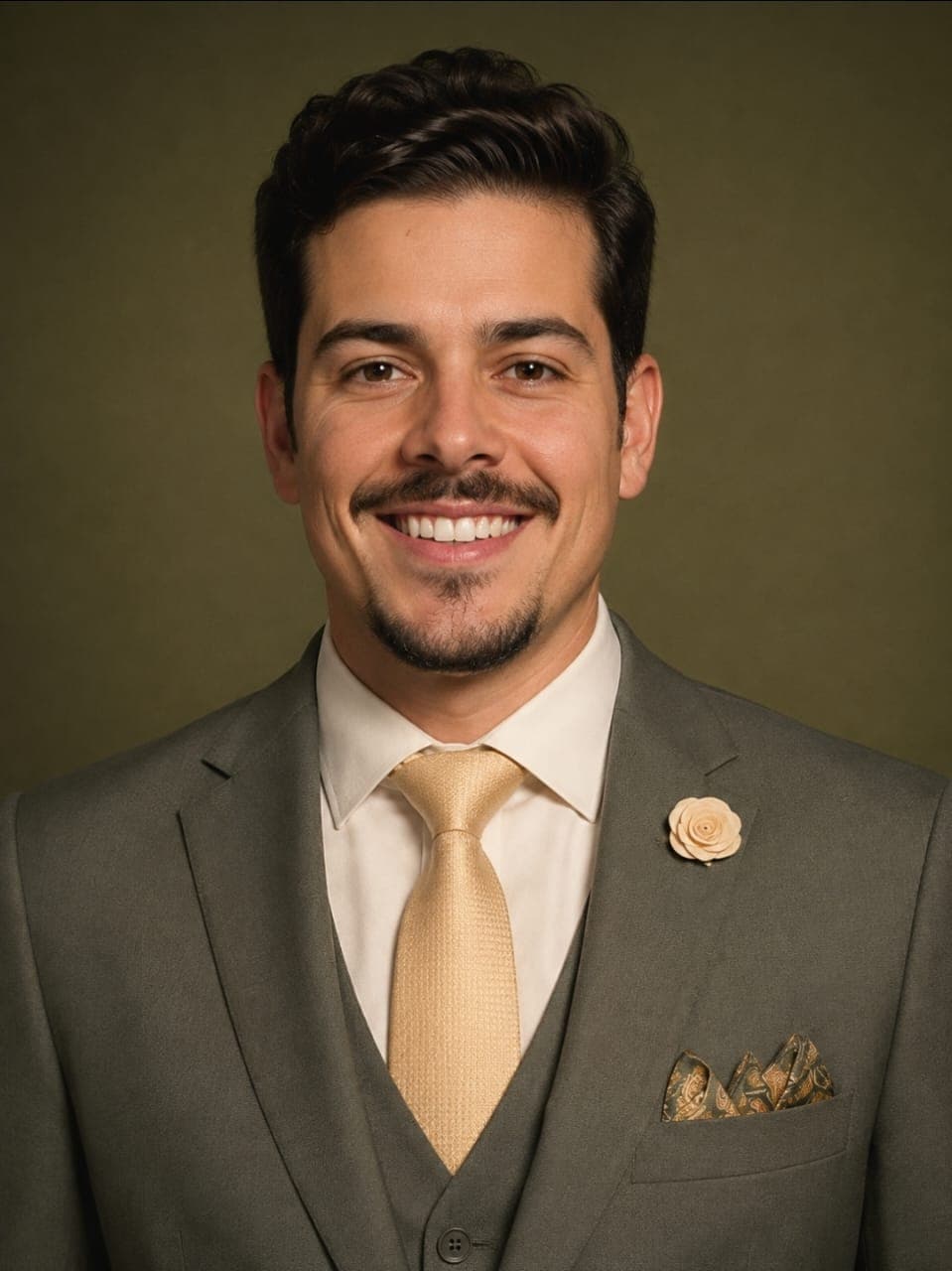 Classic Olive Green Suit - American Medium Shot (AS)