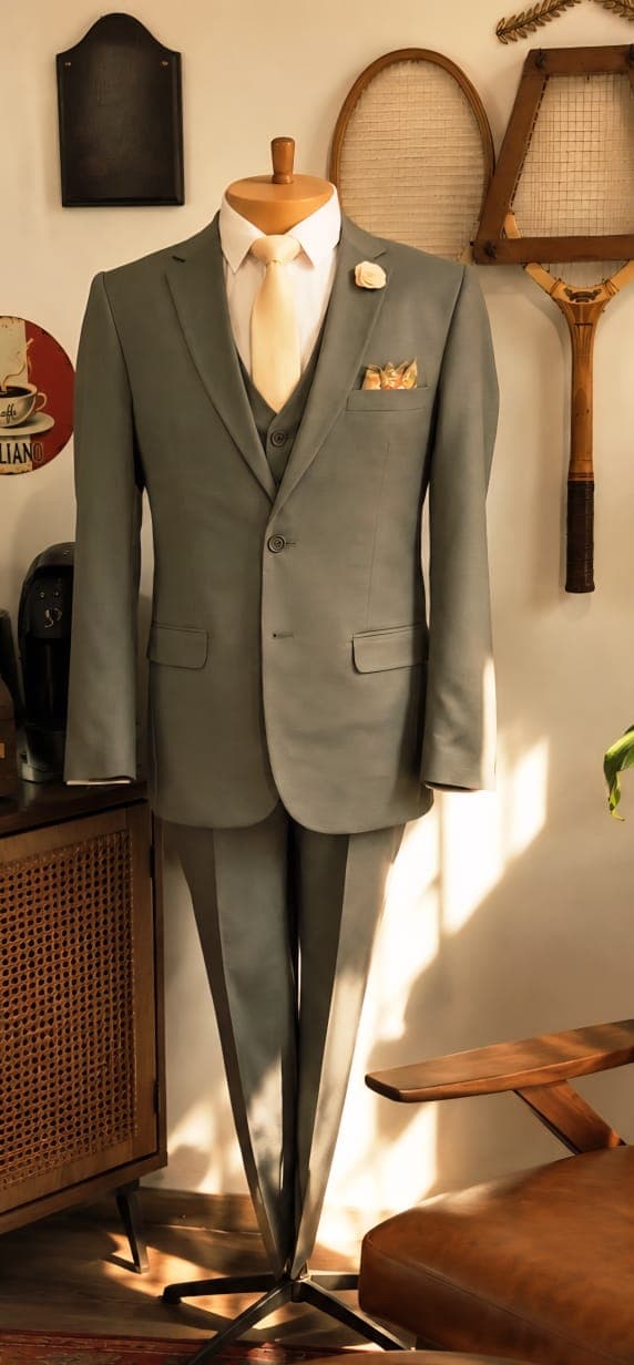 Classic Olive Green Suit - Full Body (FB)