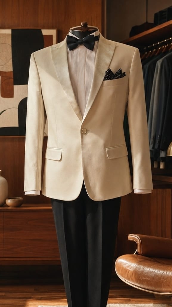 Summer Jacket Off-White con Revers a Punta - Figura Intera (FI)